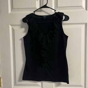 Talbots Elegant Black Ruffle Tank Top